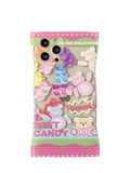 Cartoon cute gummy bear phone case in colourful candy finish, TPU anti-fall cover for iPhone.