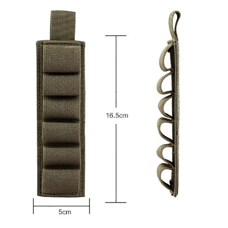 Tactical 6-hole storage sticker made of 1000D nylon in army green, showing six slots for tools.