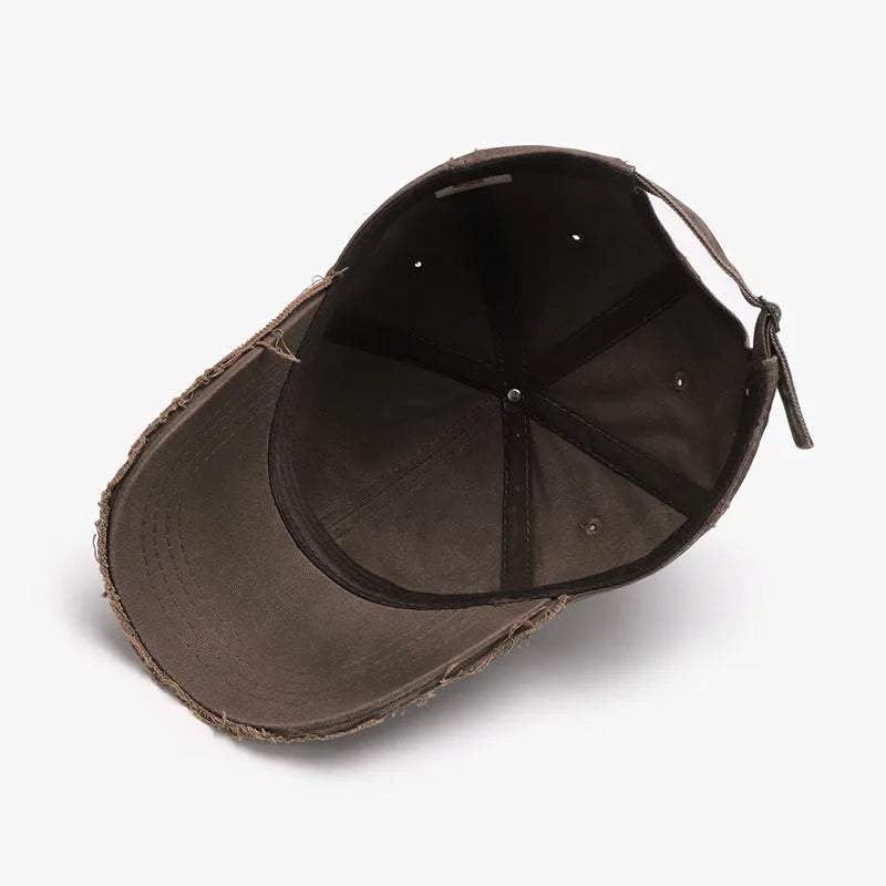 Men's cotton baseball cap with letter embroidery, dome crown, adjustable size, in navy blue, pink, black, wine red, brown, or khaki