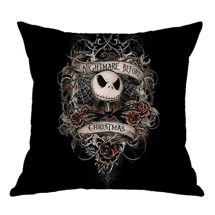Linen skull Halloween pillow cover 45x45cm square cushion case for sofa and bed decoration