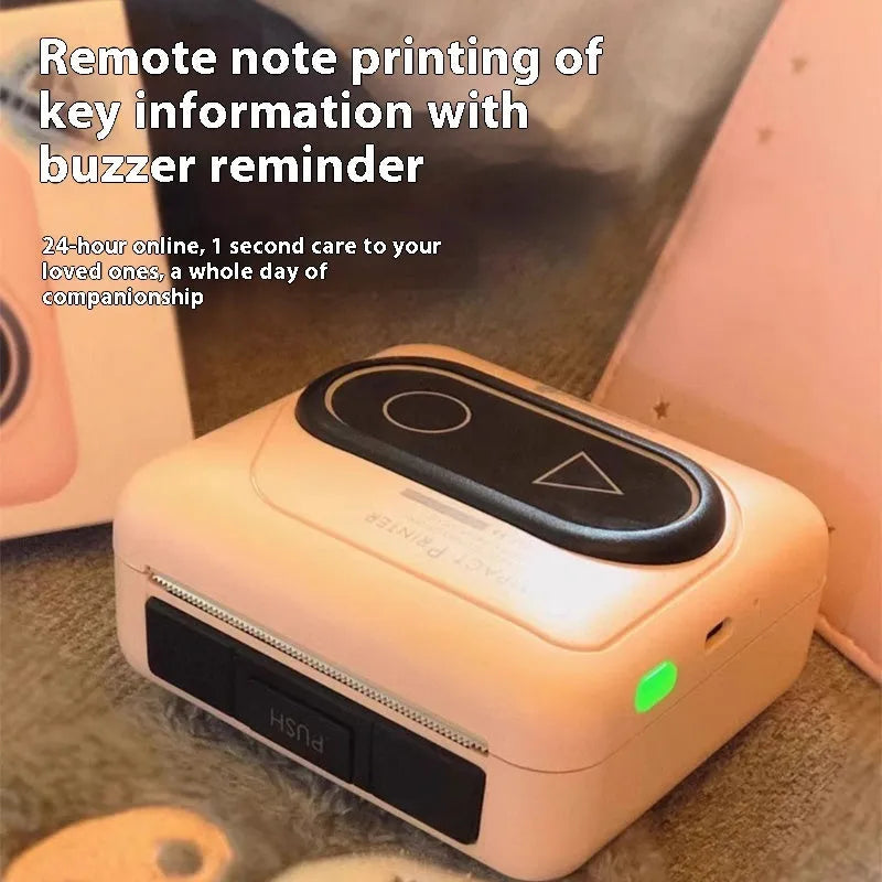 Compact avocado green Bluetooth mini thermal printer for mobile phones next to a roll of paper.