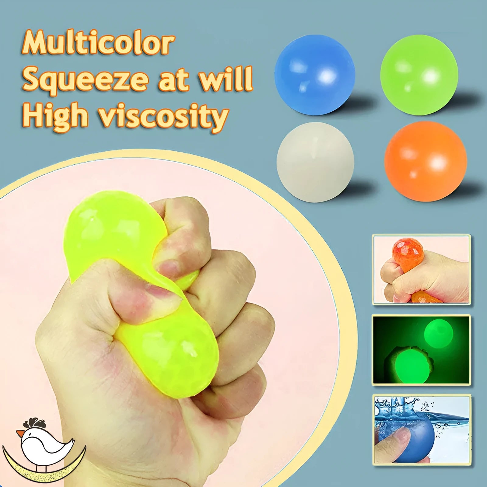 Glow in the dark luminous sticky ball toy with TPR material 4.5cm for party games