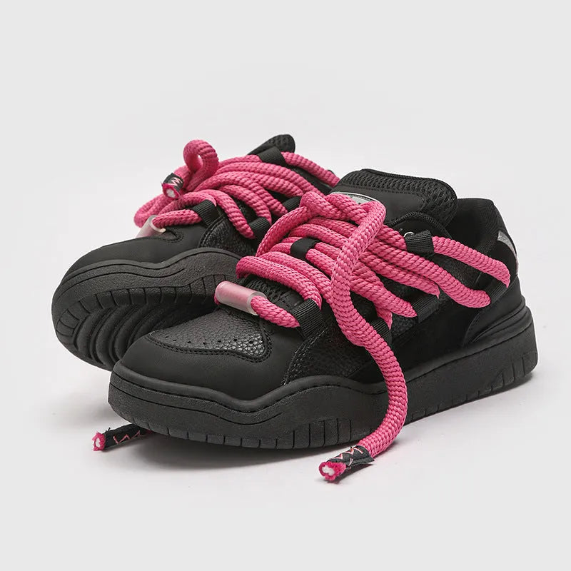 Casual breathable shoes with thick rubber sole in denim blue colour with lace-up front