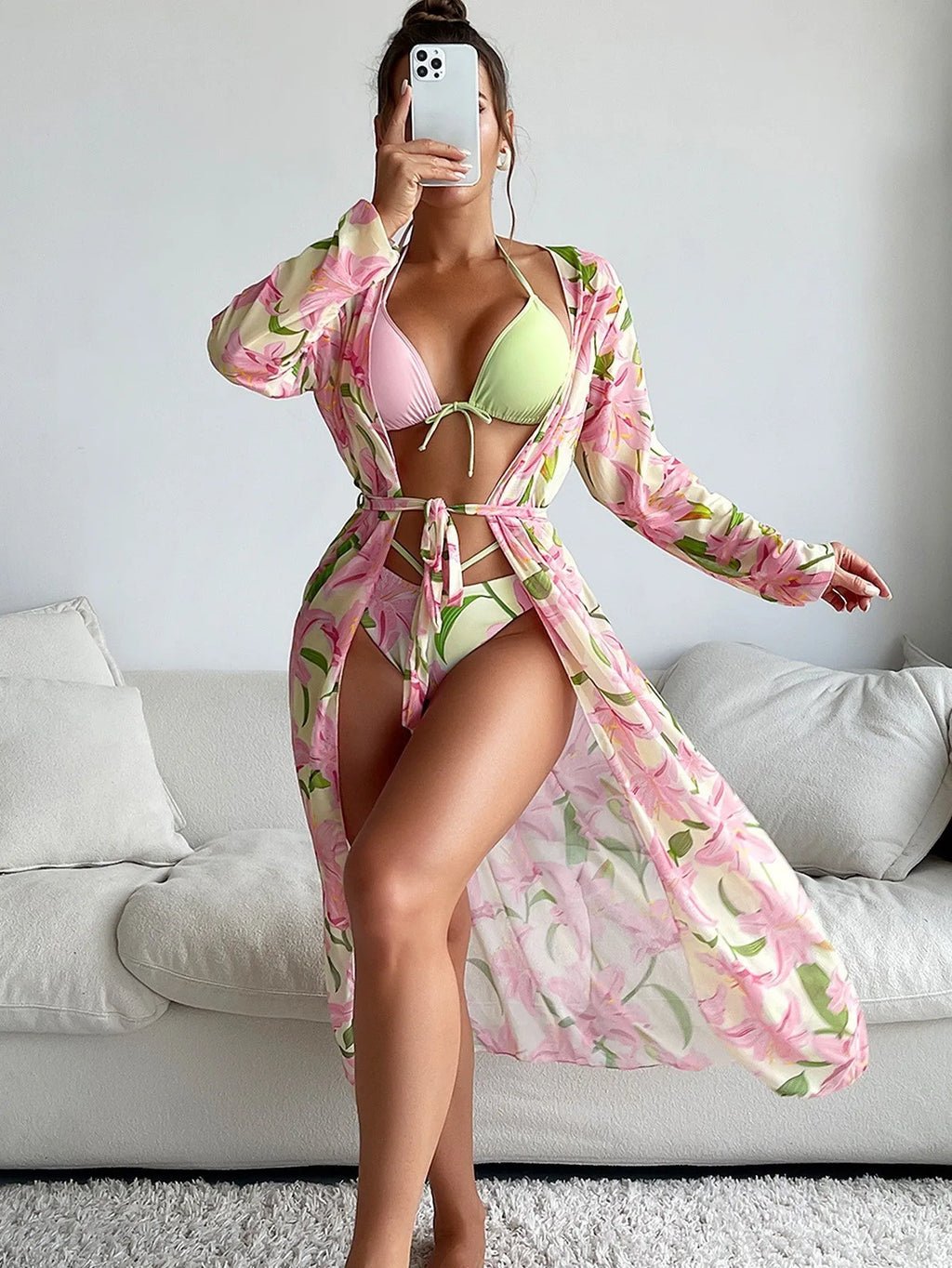 Women's printed bikini with quick-dry fabric in European cut