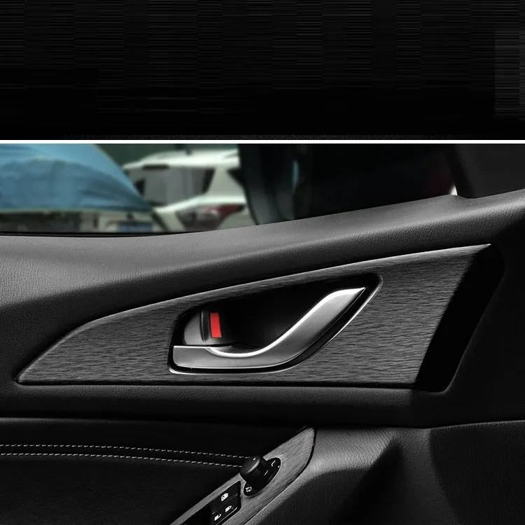 Car interior decorative film sticker kit showing pre-cut pieces for centre console and trim modification