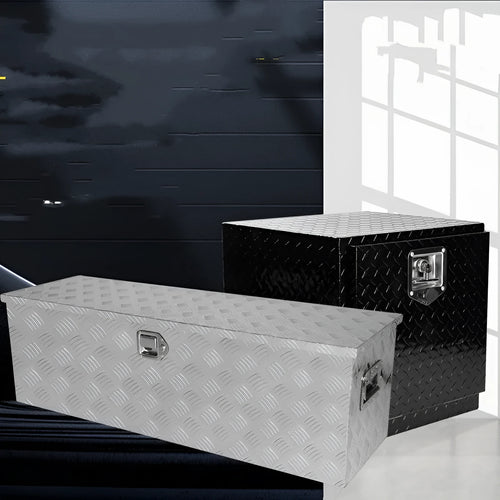 Black 26-inch aluminium alloy toolbox case with T-casting construction for tool storage