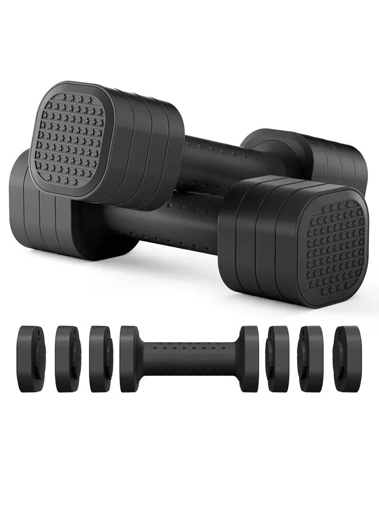 Women's detachable dumbbell set in pink, blue, black or purple with adjustable 5lb weight design