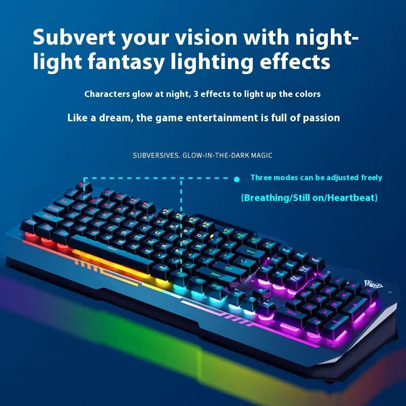 Mechanical gaming keyboard, mouse, and headset bundle in metal packaging box