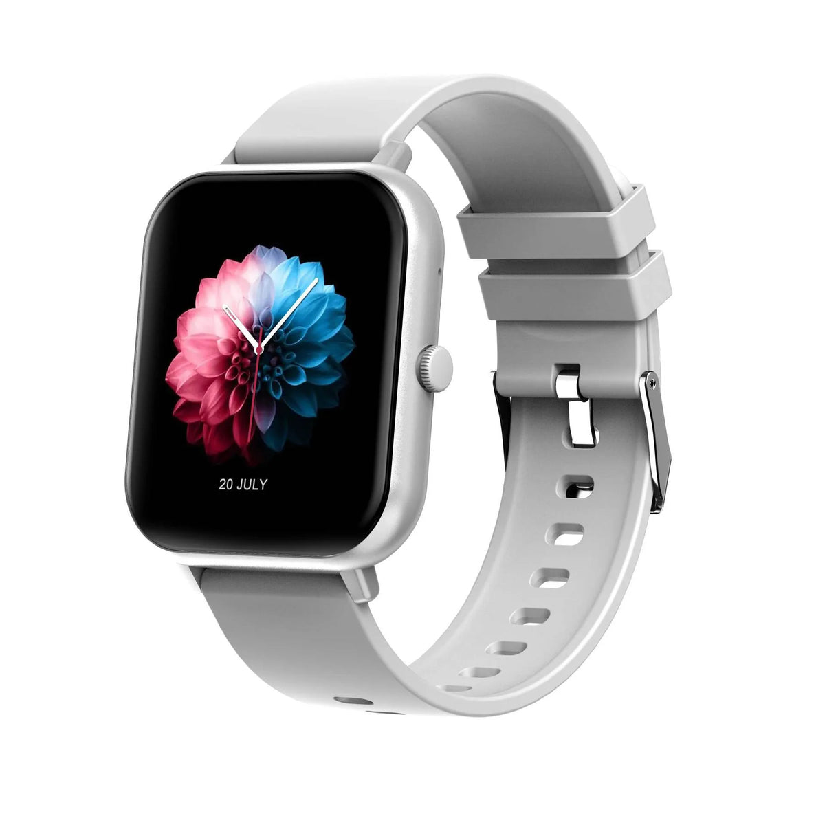 Bluetooth smart watch with touch screen showing heart rate and step count display