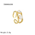 Natural pearl ring with adjustable open mouth design in 14k real gold colour finish on copper base