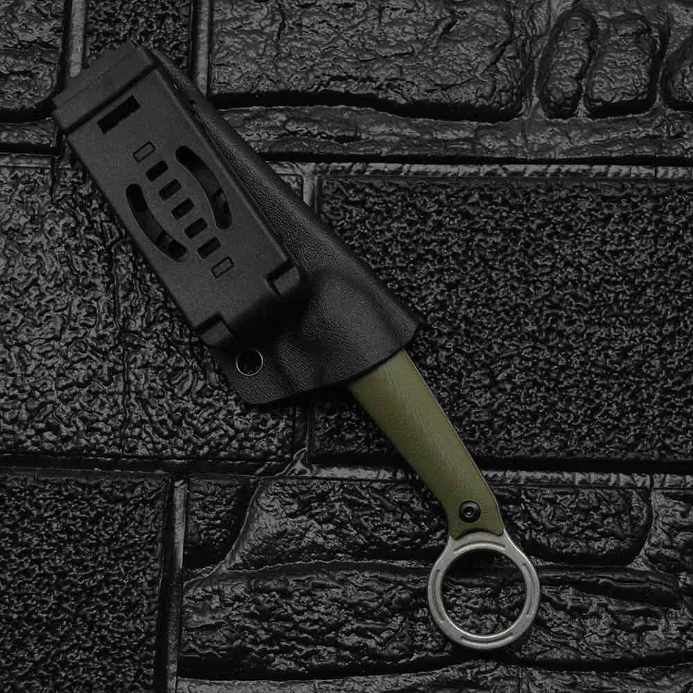 Outdoor field self-defence knife with DC53 steel blade, G10 handle, and K sheath