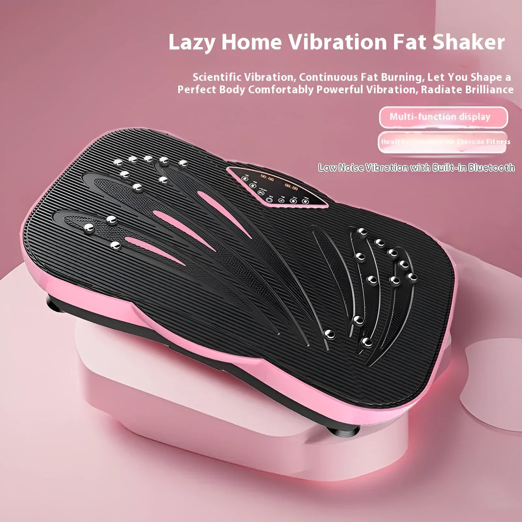 Black Power Plate vibration fitness machine with remote control on home floor