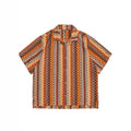 Men's ethnic pattern Cuban collar shirt with contrasting colours in loose fit summer design