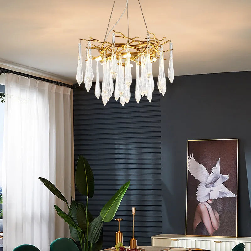 Modern light luxury living room chandelier with upgraded thickened aluminium in round shape
