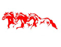 Three Horses car decal sticker shown in black, 25 centimetres wide by 8 centimetres tall.
