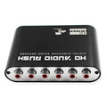 Black DTS Dolby AC-3 audio decoder converting optical fibre coaxial to 5.1 channel surround sound