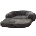 Foldable dog sofa bed kennel 180x115x25cm in long hair light grey or dark grey cloth with removable washable cover.