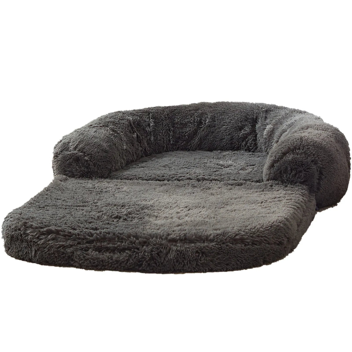 Foldable dog sofa bed kennel 180x115x25cm in long hair light grey or dark grey cloth with removable washable cover.