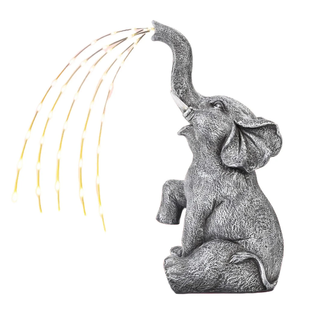 Resin elephant garden sculpture with LED lighting for outdoor decoration