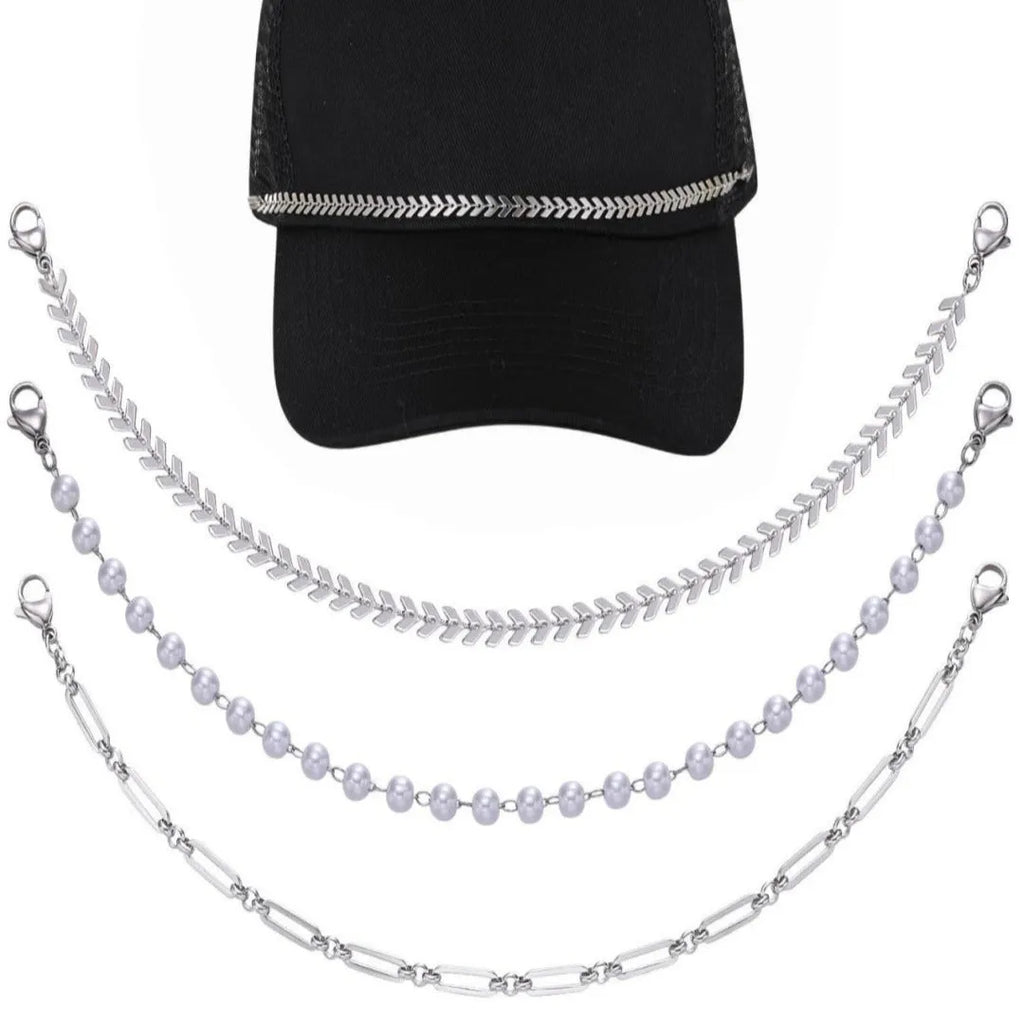 Turquoise pearl Cuban fishbone chain cap chain with alloy and electroplated finish for bags and caps