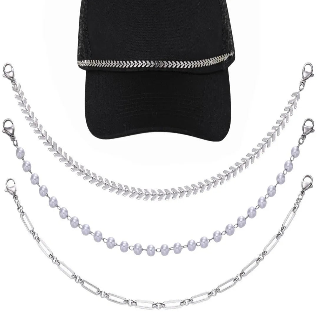 Turquoise pearl Cuban fishbone chain cap chain with alloy and electroplated finish for bags and caps