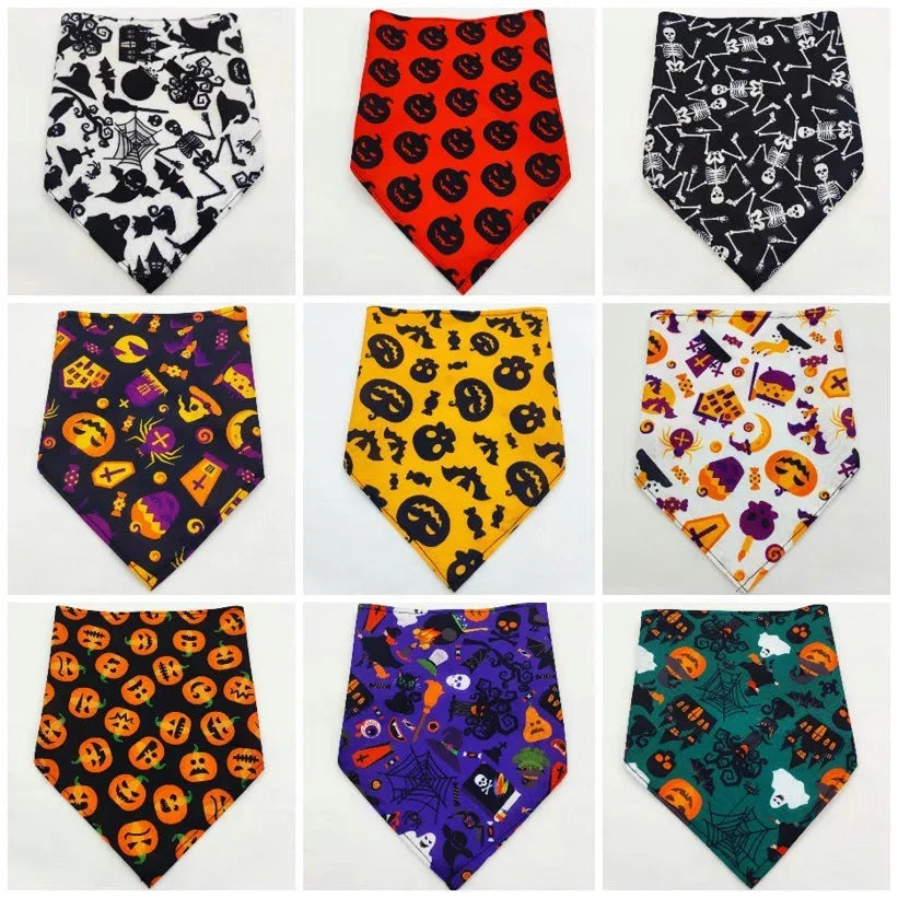 Polyester tie-dye triangle pet drool towel scarf in style option on a dog