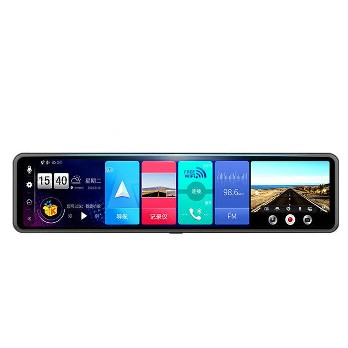 12 inch 4G smart streaming media driving recorder with 11.88 inch full screen and front and rear cameras
