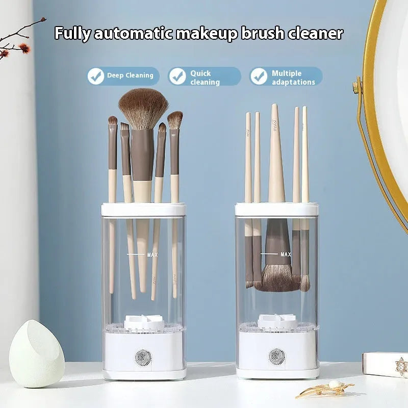 Automatic makeup brush cleaning machine storage box, 7.6x7.6x16cm, USB cup brush, elegant gray, 3.7V 8000rpm