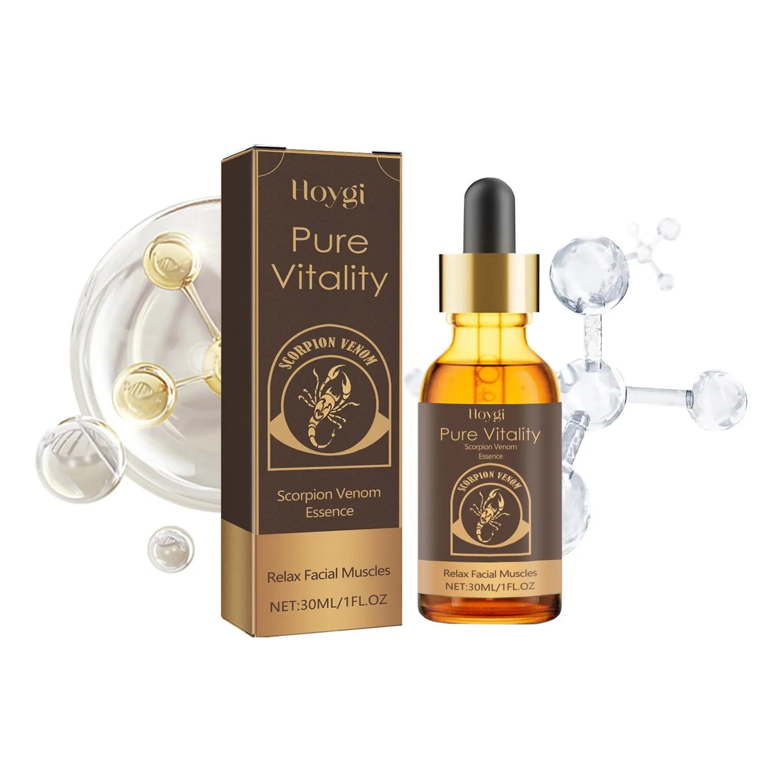 Firming and moisturising wrinkle fading essence 30ml bottle with hyaluronic acid and nicotinamide ingredients
