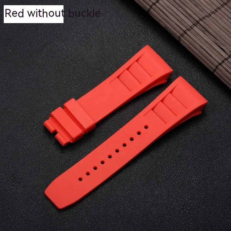Silicone watchband replacement strap with 25mm ear width, punk style, available in five colours.