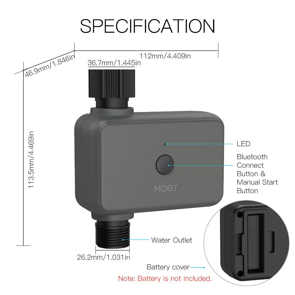 Bluetooth smart garden irrigation timer for hose faucet with smartphone app control.
