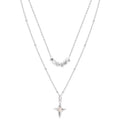 Double layer necklace with opal cross and geometric shape, colour XL3329, for women and girls
