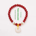 Handmade natural jinsi jade and red agate bracelet with safety buckle closure