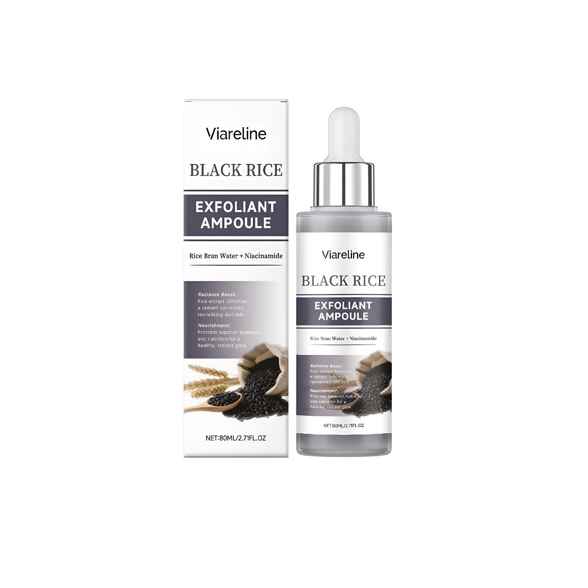 80ml bottle of Black Rice Exfoliating Liquid for facial skincare.