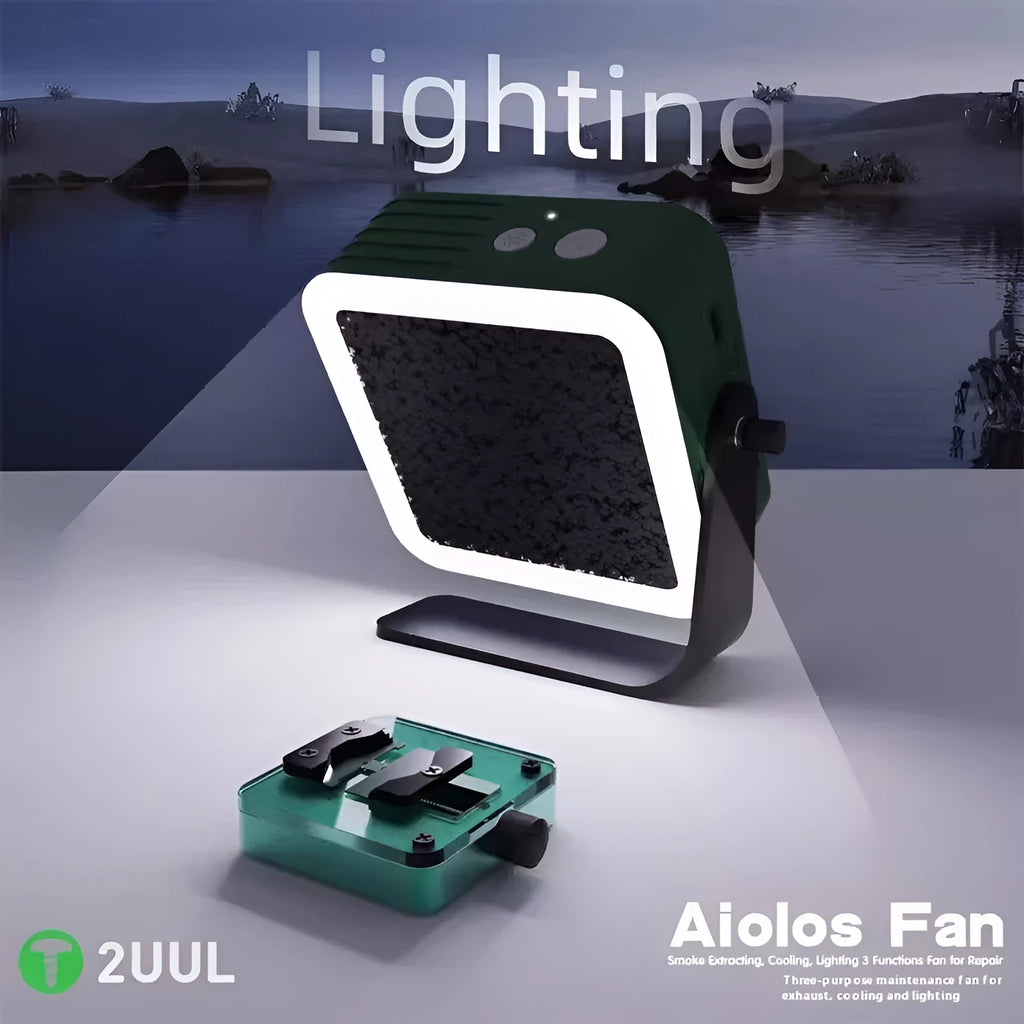 2UUL USB-powered mobile phone motherboard repair cooling fan with smoke exhaust and fill light