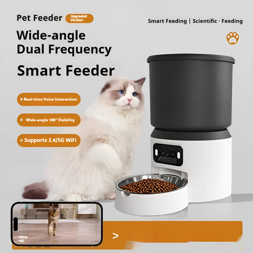 4L smart pet feeder with mobile app control and optional camera for cats and dogs