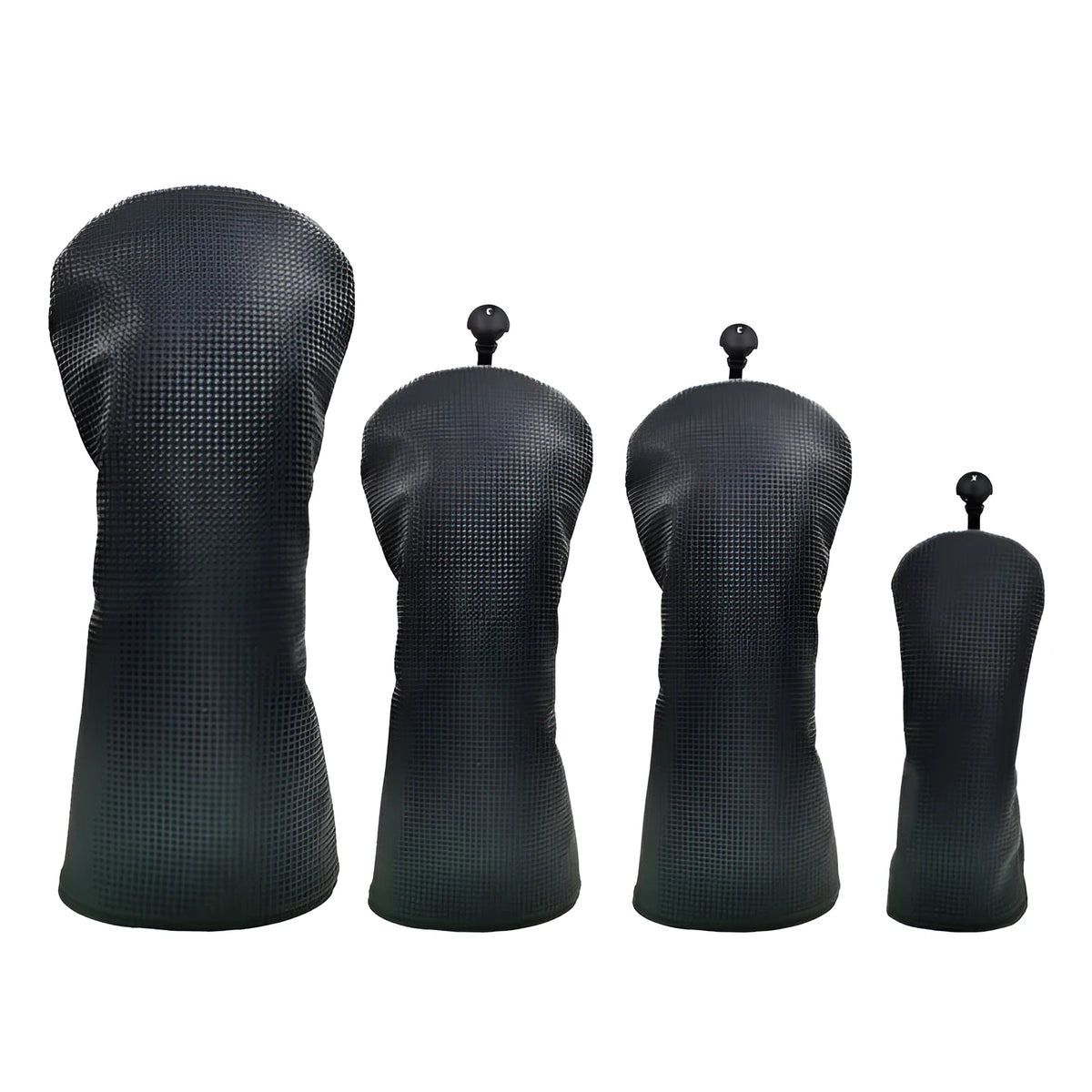 Black golf club head cover for No.1 wooden pole, fairway wooden pole, and iron wooden pole sets