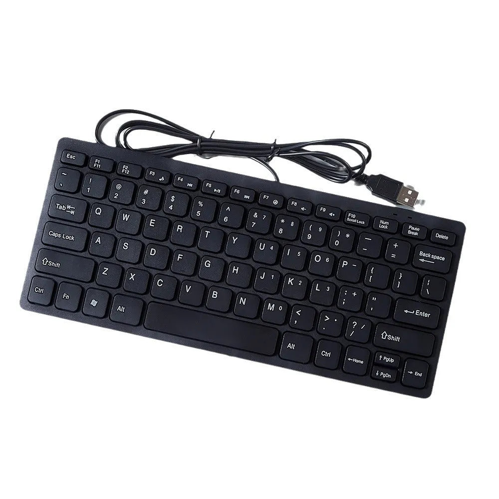 USB wired mini noiseless keyboard in black white pink or blue colours with compact design