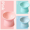 Oblique mouth cat bowl in light pink PP plastic with high side and smooth inner wall