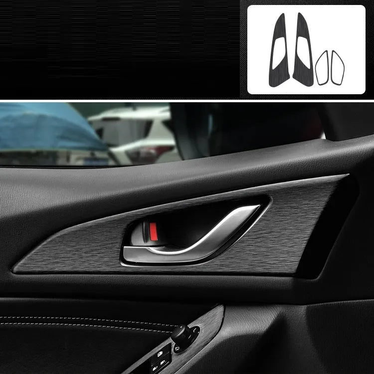 Car interior decorative film sticker kit showing pre-cut pieces for centre console and trim modification