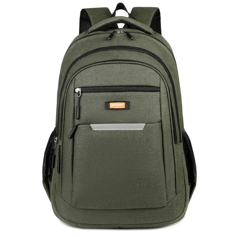 Men's casual Oxford cloth backpack in grey, black, green, and blue colour options