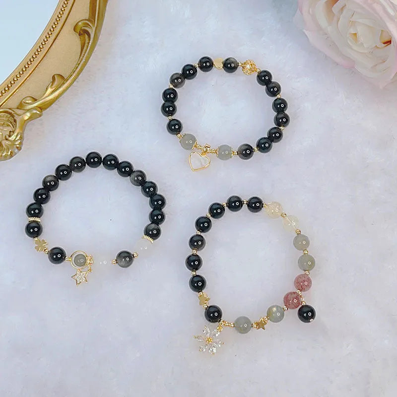 Silverstone bracelet with electroplated finish showing sweet-cool style and a choice of flower, love heart, or star charms.