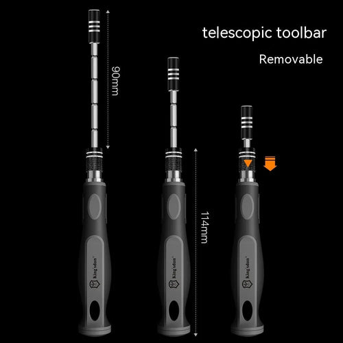 32-in-1 screwdriver set with 30 bits in compact case measuring 130x75x37mm