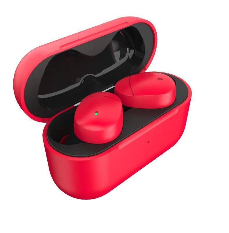 Flame red Qualcomm Bluetooth wireless headset with charging cable