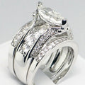 Zircon inlaid ring for women in white gold colour, geometric round design, sizes No.6 to No.10