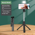 Bluetooth selfie stick tripod with light, 70cm alloy plastic, available in Black Blue Pink White