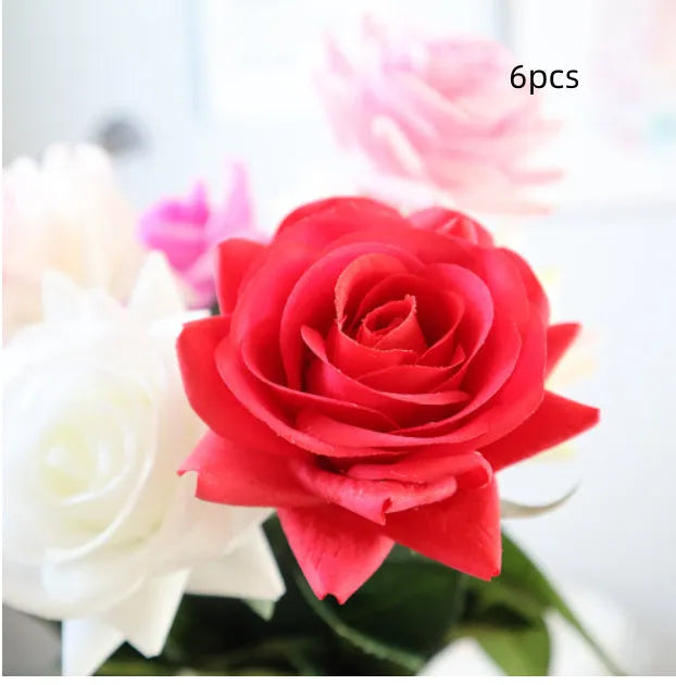 Artificial silk rose flower bouquet with 42cm length in multiple colour options