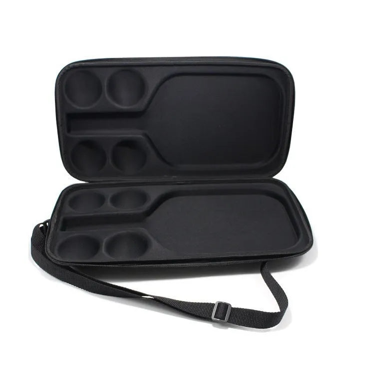 Black EVA pickleball racket storage case with double shoulder straps