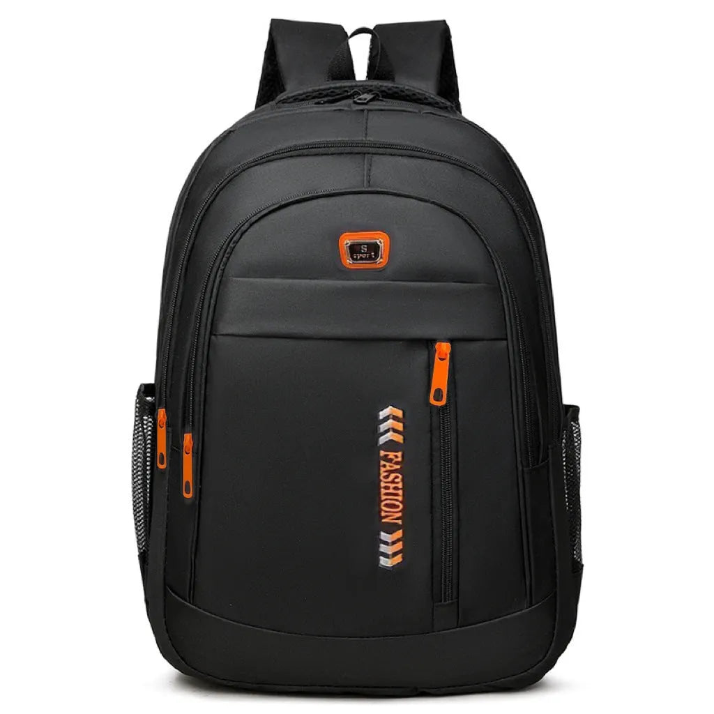 Oxford cloth business backpack with airpillow straps showing 20-35L capacity and sewing line detailing