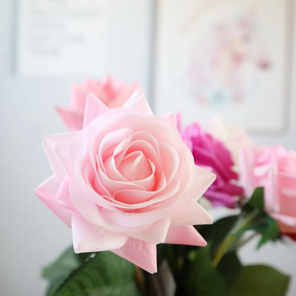 Artificial silk rose flower bouquet with 42cm length in multiple colour options